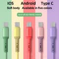 Miniatyrbillede 2 af 2: 2M Lightning laddare kabel, Android Kabel, Type C Kabel 5 Färger Red Till Type C Kabel