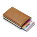 Miniatyrbillede 3 af 6: PopUp Smart card holder pushes forward 8 cards RFID-NFC Secure Brown