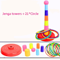 Miniatyrbillede 10 af 11: Børn Kast Circle Game Ferrule Stablet Legetøj Sjovt Indendørs Udendørs Forælder-Barn Interaktive Circle Layers Tidlig uddannelse gave 1xTower 21xRings