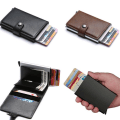 Miniatyrbillede 2 af 5: Brown - RFID Protection Wallet Card Holder 5 Cards (Genuine Leather) Brown