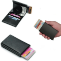 Miniatyrbild 9 av 9: PopUp Smart korthållare skjuter Fram 8st Kort RFID-NFC Säker Brown Brun Utan Knapp