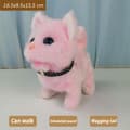 Interactive Walking Kitty Plyslegetøj - Mjauende, logrende hale, nikkende hoved - Perfekt gave til børn Collared cat Pink