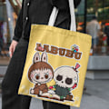 Miniatyrbild 4 av 11: Lisa Same Labubu Canvas Bag Kvinna Söt Tecknad Shopping Handväska Casual Student Axelväska The Monsters Crossbody Väskor full bubu