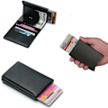 Miniatyrbillede 6 af 6: PopUp Smart card holder pushes forward 8 cards RFID-NFC Secure Brown