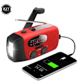 Miniatyrbild 1 av 7: Vevradio med Solceller /Ficklampa - 2000mAh Powerbank Röd