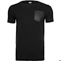 Miniatyrbillede 1 af 6: T-shirt - Urban Classic - Imitationslæder - Brystlomme - Korte ærmer - Sort svart/svart S