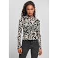 Miniatyrbillede 3 af 6: Langærmet rullekrave bluse til kvinder i store størrelser Urban Classics aop mesh vit svart XXL