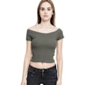 Miniatyrbillede 2 af 4: Urban Classics Damer - Off Shoulder Rib Top uden stropper Oliv S