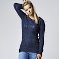 Miniatyrbillede 2 af 6: Sweatshirt - URBAN CLASSICS - Lang - Lange ærmer - Kvinde - Mørkeblå marinblå XS