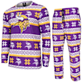 Miniatyrbillede 1 af 4: NFL-hold Vinter JULE Pyjamas Sæt skjorte og bukser Minnesota Vikings M