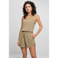 Miniatyrbild 3 av 6: Ärmlös jumpsuit - Urban Classics - Stora storlekar - Djupt uringning - Framsidiga fickor - Modaltyg grön khaki XXXL