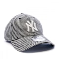 Miniatyrbild 2 av 3: Grå keps för män New Era Yankees - Houndstooth-mönster - Böjd skärm - Justerbar storlek grå M/L