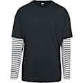 Miniatyrbillede 1 af 3: T-shirt med lange ærmer oversize dobbelt lag sort/hvid - URBAN CLASSICS Sort hvid S