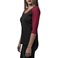 Pikkukuva 3 / 4: Urban Classics Naisten - 3/4 RAGLAN Pitkähiha T-paita Musta / Punarubyyn XS