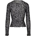 Miniatyrbild 2 av 3: T-shirt med långa ärmar - Urban Classics - Dam AOP Mesh Polotröja - Grå/svart - Hög krage - Kvinna Mörkgrå XS