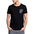 Miniatyrbillede 2 af 6: T-shirt - Urban Classic - Imitationslæder - Brystlomme - Korte ærmer - Sort svart/svart S