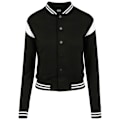 Miniatyrbillede 1 af 5: Teddy-jakke - Urban Classic - Kvinde - Sort/Hvid - Universitetsstil - 63% bomuld, 37% polyester sort hvid S