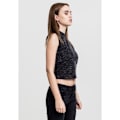 Miniatyrbillede 4 af 6: Crop top dame - URBAN CLASSICS - Space Dye - Sort - Tætsiddende - Høj hals svart vit XS