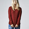 Miniatyrbillede 2 af 4: Sweater - Urban Classics - LANG VID HALS - Burgunder - 100% Akryl - Kvinde Röd M