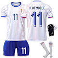 Miniatyrbild 3 av 4: Frankrikes borta-fotbollströja för EM 2024 med nummer 10 Mbappe, 7 Griezmann, 9 Giroud, 11 Bale No. 9 with socks and protective gear XXL code