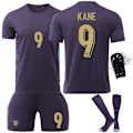 Miniatyrbild 2 av 5: Englands bortaströja 2024 med nummer 9 Kane, 10 Bellingham, 7 Foden - Fotbollskläder för barn för EM No. 7 with socks and protective gear M code