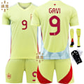 Pikkukuva 2 / 4: Espanjan jalkapalloasusetti 2024, numerot 9 Garvey, 26 Pedri, 7 Morata, 16 Rodry, Euroopan Cup No. 7 with socks and protective gear 24 yards