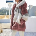 Pikkukuva 4 / 7: Lämmin Plussinen Patchwork-Hupullinen Löysä Takki Naiselle 酒红色 l