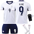 Pikkukuva 1 / 6: 2024 UEFA Eurojen Englannin pelipaidat nro 9 Kane 10 Bellingham 20 Foden jalkapalloasusetti rajatylittävä versio No. 9 with socks and protective gear XS size