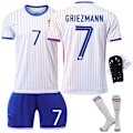 Miniatyrbild 4 av 4: Frankrikes borta-fotbollströja för EM 2024 med nummer 10 Mbappe, 7 Griezmann, 9 Giroud, 11 Bale Size 10 XS size