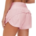 Pikkukuva 1 / 7: Naisten juoksushortseja vetoketjullisilla taskuilla ja korkeavyötäröllä, nopeasti kuivuvaa joogaa Pink XS