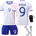 Miniatyrbild 1 av 4: Frankrikes borta-fotbollströja för EM 2024 med nummer 10 Mbappe, 7 Griezmann, 9 Giroud, 11 Bale No. 9 with socks and protective gear L code