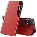 Miniatyrbild 1 av 5: För Samsung Galaxy A53 5g Fönster Fönster Magnetisk Automatisk Stängning Anti-fall Pu Läder Flip Folio Telefonfodral Red