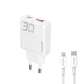 Dudao A30EU Adapter 30Watt GaN 1xUSB-C 1xUSB-A (USB-C till Lightning-kabel ingår)
