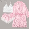 Miniatyrbild 1 av 5: 3st Kvinnors Spets Pyjamas|L|rosa