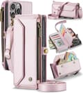 Caseme Plånboksfodral med dragkedja iPhone 16 Pro Rosa rosa