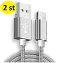 2-pack långa 3 m iPhone kabelsilver