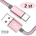 Miniatyrbild 2 av 6: 2 st 2 m färgade  usb-c supporta Q.C 3.0 ljusblå Blue