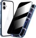 Sekretess dubbelt magnetiskt Skal för iPhone 16 Pro – Blå blå