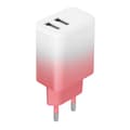 Setty laddare 2x USB 18W LSIG-AA-20 vit-rosa gradient rosa
