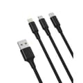 XO kabel NB173 3i1 USB - Lightning + USB-C + microUSB 1,2 m 2,4A svart svart