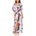 Miniatyrbild 1 av 11: Kvinnors Halvärmels Badkläder Cover Up Boho Geometrisk Tryckt Strand Maxi Klänning Kaftan Colorful flower bloc