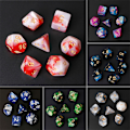 Miniatyrbild 3 av 10: 7 st/set Akryl Polyhedral Tärningar För TRPG Brädspel D4-D20 7
