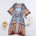 Miniatyrbilde 7 av 10: Kvinners Strandbadedrakt Cover Up Boho Blomstertrykt Åpen Front Kimono Cardigan Lon