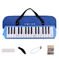 Miniatyrbillede 1 af 11: 32 Tangenter Melodica Instrument Keyboard Luftklaver med Langt Rør, Korte Mundstykker Blue Soft Case