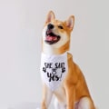 Miniatyrbild 7 av 11: Hundbröllopsbandana Mina människor gifter sig Hon sa ja Husdjur för triangelhaklappar Halsduk Halsduk Förlovningsmeddelande Fotorekvisita A