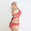 Pikkukuva 6 / 11: Naiset Seksi 2kpl Rypytetty Bikinisetti Halter Criss Cross Wrap Kaarituinen Uimapuku Red M