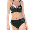 Pikkukuva 11 / 11: Naiset Seksi 2kpl Rypytetty Bikinisetti Halter Criss Cross Wrap Kaarituinen Uimapuku Red M