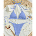 Miniatyrbild 6 av 11: Kvinnors baddräkt set string bikini topp och justerbar botten Red M