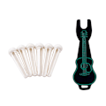 Miniatyrbilde 6 av 9: 6 stk gitarbro-pinner, endpin, akustisk gitar, 6 strenger, spikerplugger, erstatning