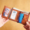 Pikkukuva 6 / 11: Miesten nahkalompakko RFID-estokorttipidike Matka- organizer Retro brown